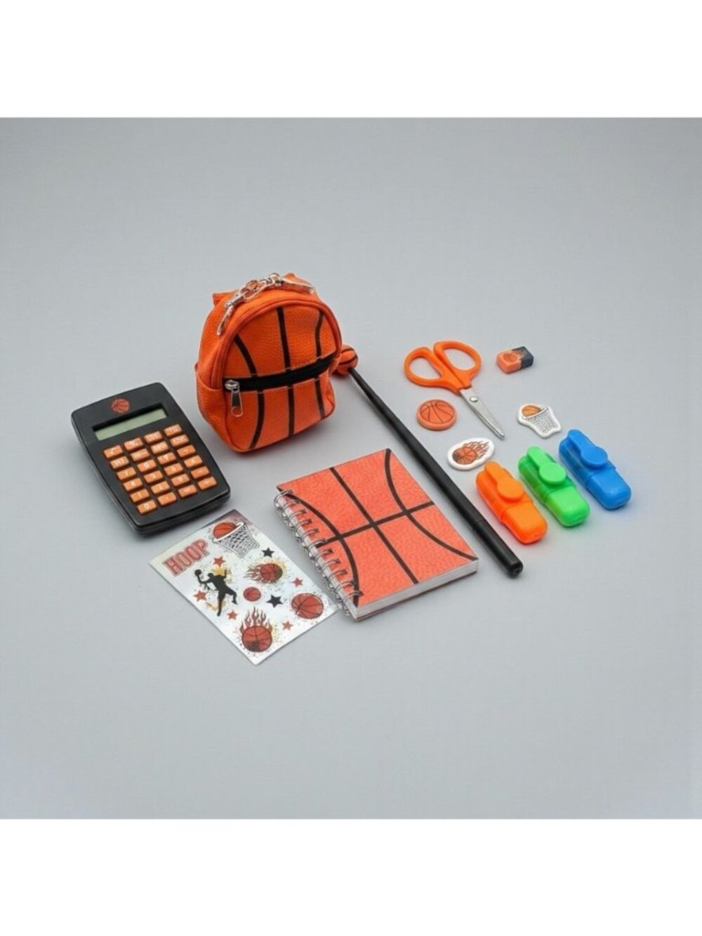 Basketball-Themed Stationery Set With Mini Backpack, Notebook Calculator, Scisso